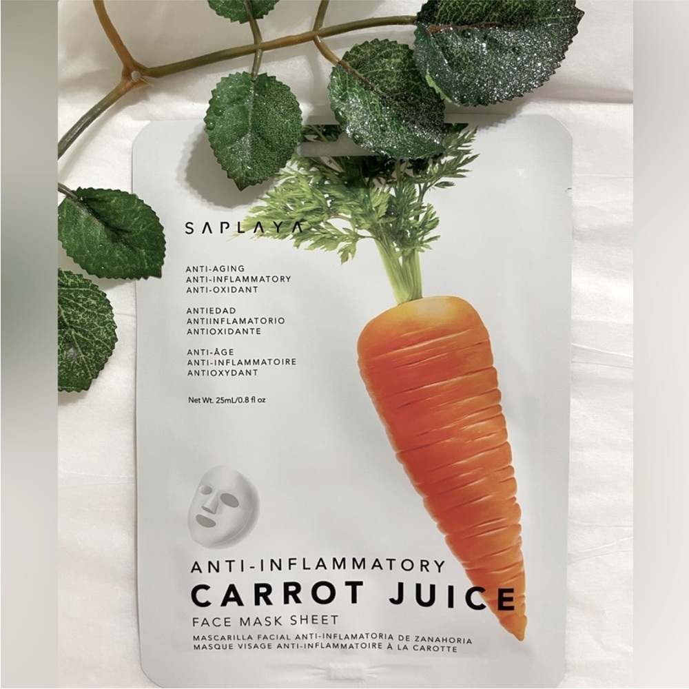 New $5 ea OR 5/$18 SAPLAYA Carrot Juice Anti-inflammatory Nutrition Face Mask